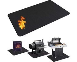 Vloerbeschermingsmat - 90 x 122 cm - Rubberen mat - BBQ-accessoires - Perfect voor elk type barbecue. Waterdichte en herbruikbare vuurkorfmat - Zwart