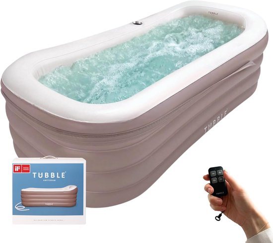 Opblaasbaar Bubbelbad voor Volwassenen - 255 Liter Spa Bad - Opvouwbare Jacuzzi met Bubbelmassage - Binnen & Buiten Gebruik - Ambient Taupe