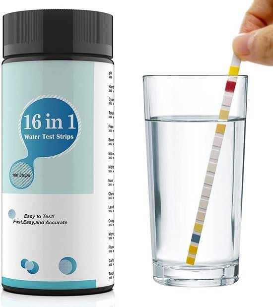 16-in-1 Zwembad Teststrips - 100 Strips - pH & Chloor Watertester - Geschikt voor Zwembad, Spa, Jacuzzi & Drinkwater - Snelle & Eenvoudige Waterkwaliteitstest - Nauwkeurige Resultaten in Seconden