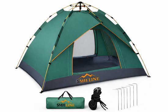 SMH LINE® Pop Up Tent - Camping Tent - 2 Personen - Kampeertent - Incl. Draagtas - Waterdicht - Groen