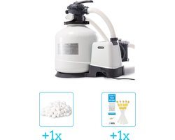 Intex 26652GS Zandfilterpomp - SX3200 - 10.000 liter per uur inclusief Intex Filterbollen - Geschikt voor zandfilterpomp - 29045 (1 stuks) & WAYS Testrips (1 stuks)