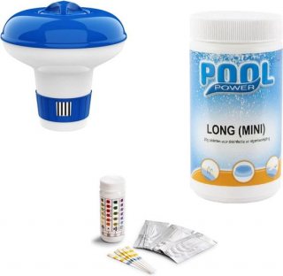Zwembadonderhoud Bundelpakket Comfortpool Zwembad test strips PH waarde en Chloor - 3 in 1 - 50 strips - Watertester - Teststrips & Poolpower long (mini) - 20 grams chloortabletten - 1 kg & Chloordrijver