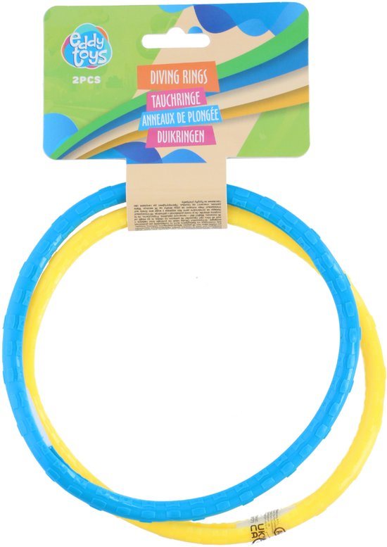 Eddy Toys Duikringen 2 Stuks - Zwemspeelgoed Duikringen Kinderen - Waterspeelgoed Duiken - Opvallende Kleuren - 1 Willekeurige Kleur Combinatie