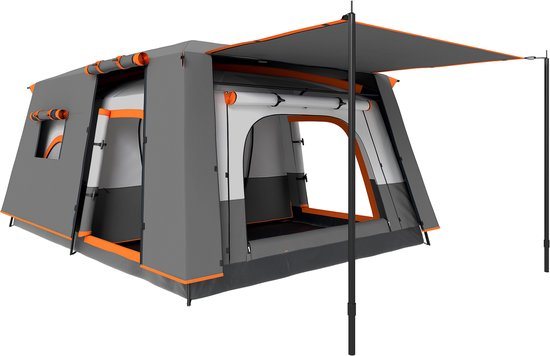 Outsunny Campingtent Polyester, Glasvezel 430L x 305B x 195H cm Donkergrijs