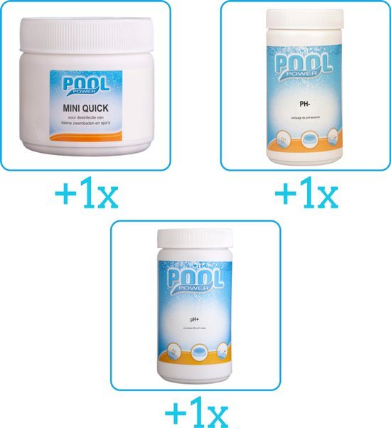 Zwembad Onderhoudspakket - Onderhoud Zwembad - bevat Chloor - PH-min en PH-plus (3-delig)