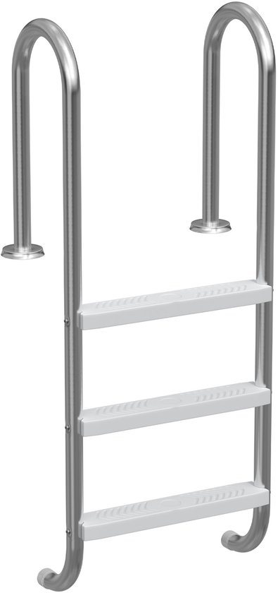 RVS Zwembadladder 3 Treden - Poolladder van 304 Roestvrij Staal - 132 cm wandhoogte - Antislip Zwembad Trap - Tot 150 kg