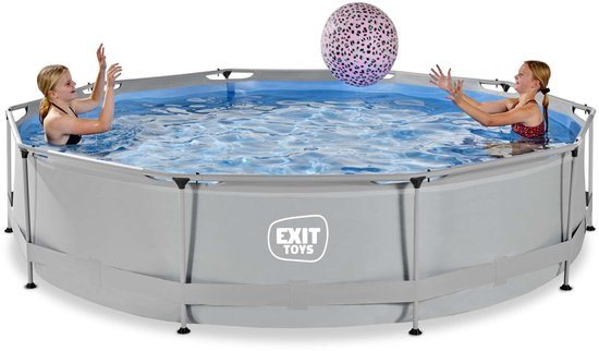 EXIT Soft Grey Frame Zwembad ø360 - Opzetzwembad - met Filterpomp - Rond - Grijs