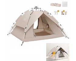 Kampeertent XXL -Dubbellaagse Zilverlijm koepeltenten-Waterdicht en winddicht-Automatische koepeltent voor 2-3 personen-220*200*145CM-Pop-up tent-campingtent met deur en raam-Met mat en Tenttouw-voor buiten- Cadeau voor Vaderdag