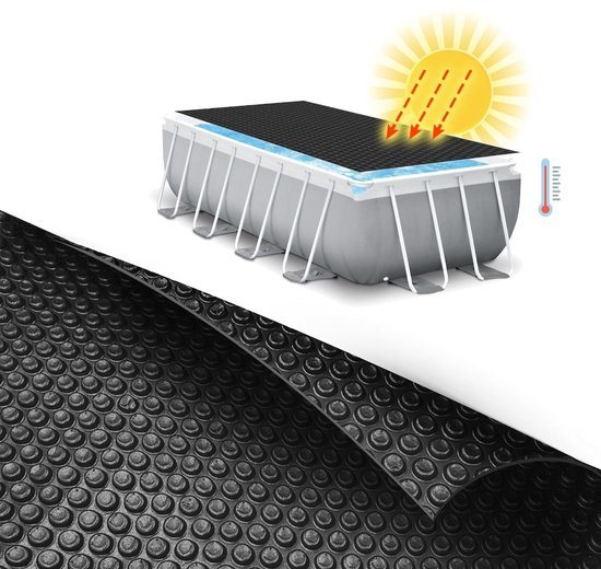 Comfortpool Solar Pro 488 x 244 cm solarzeil | verwarmend solar zwembad afdekzeil | extra dik zwart noppenfolie | 200 micron | verwarmt en isoleert