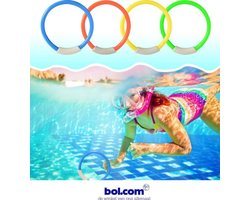 *** Set van 4 gekleurde duikringen - Zwembad - Opduikringen - Zwemspeelgoed - Vakantie Speelgoed Duiken Opduiken - van Heble® ***