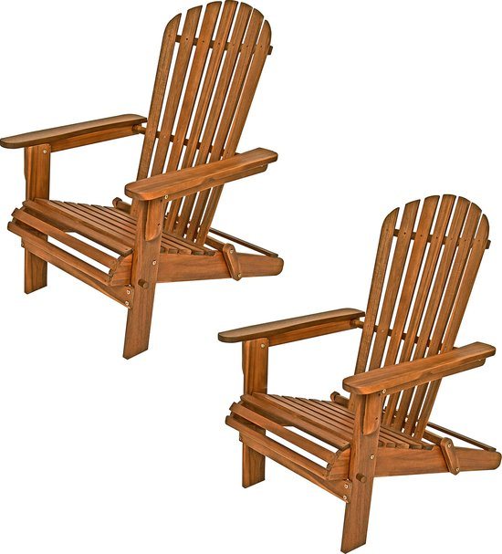 Casaria Adirondack Tuinstoel 2 Stuks - Acacia Hout - Inklapbaar