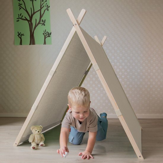 Sunny Como Speeltent Crème– Wigwam Tipi Tent voor kinderen - Stokken FSC hout - 123x106x107cm