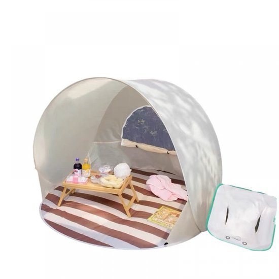 Strandtent - Pop Up Strandtent - 145x145x110 cm - Geschikt Voor 3-4 Personen - Pop Up Tent - Strandtent Pop Up - Strandtent UV-Bescherming - Inclusief Draagtas en Haringen -Waterdicht en Ventilerend Muggengaas - Strandtentje - Automatisch