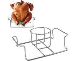Bierblikjeshouder voor Kip - Roestvrijstalen BBQ-accessoire voor Grill en Smoker - Hoogwaardige Grillstandaard voor Sappige Kip - Geschikt voor Buiten Barbecue Picknick en Kamperen - Duurzaam Keukengerei