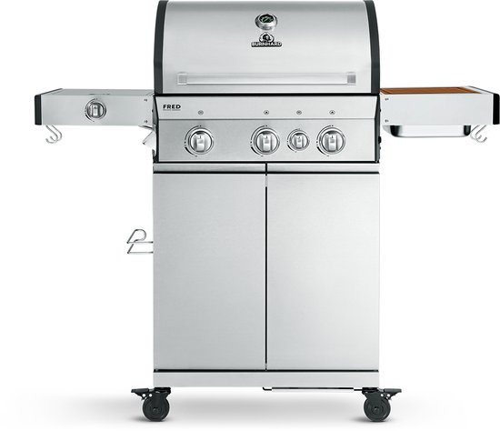BURNHARD® Gas BBQ FRED Deluxe Series 3 - 3 Branders - Keramische Infraroodbrander & Afdekhoes - Gietijzeren roosters - Deluxe