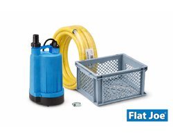 Flat Joe ® easy - vlakzuigende dompelpomp SET+ (5m slang 3/4" - slangtule - slangklem-krat) - vlakzuiger tot 2mm - kelderpomp - vlakzuigpomp - Plug&Play set - leegpompen zwembad