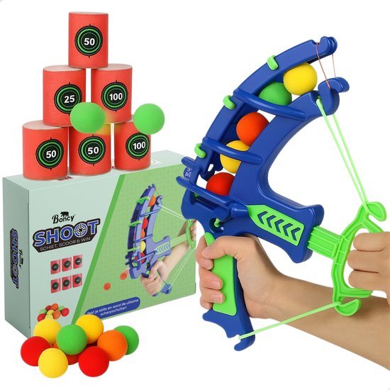 Boncy® Blikgooien Boog & Ballen - Boogschieten Speelgoed voor Jongens & Meisjes - Handboog Spelletjes voor Kinderen Pijl en Boog - Binnen & Buiten Kinderspeelgoed 3 4 5 6 8 10 + Jaar - Buitenspeelgoed Tuin Buitenspel Kinder Peuter Spellen Cadeau Kind