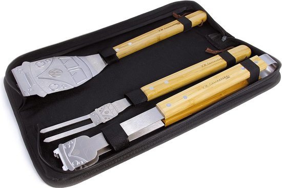 Barbecue-accessoires, roestvrij staal, hoogwaardig BBQ-bestek, met draagbare opbergkoffer, perfecte barbecue-gereedschapsset voor mannen, met vleesthermometer, cadeau,