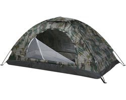 Enkele Kampeertent 1-Persoons – 200x100x100cm – Waterdicht & UV-bestendig – Digitale Camo Koepeltenten – Lichtgewicht Pop-up Tent met Draagtas – Geschikt voor Camping, Strand en Festival