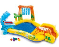Intex Dinosaur Opblaaszwembad met glijbaan - 249 x 191 x 109 cm