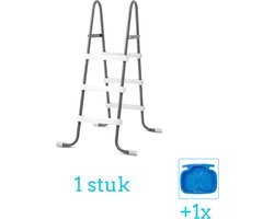 Intex Zwembadtrap - 91 cm inclusief Intex Voetenbad (1 stuks) - Zwembad trap - Zwembadladder - Zwembadtrap Intex