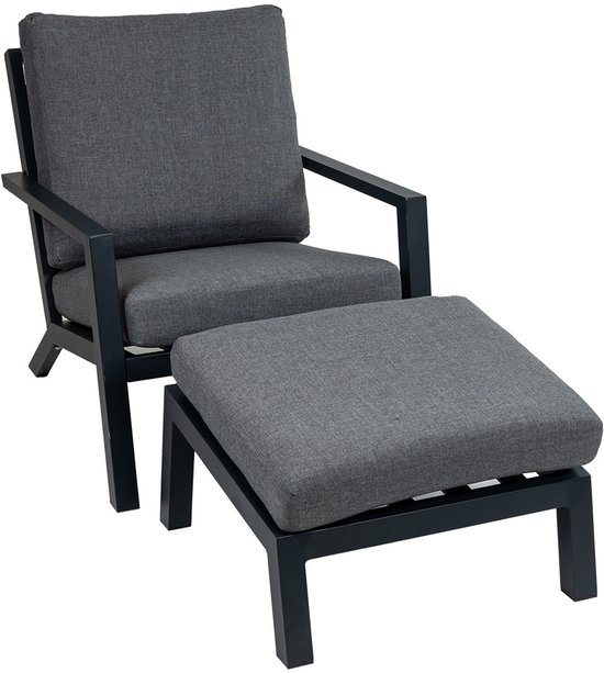 Bezano Loungestoel | Grey + Voetenbank Bezano | Grey