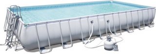 Bestway - Power Steel - Opzetzwembad inclusief zandfilterpomp en accessoires - 956x488x132 cm - Rechthoekig