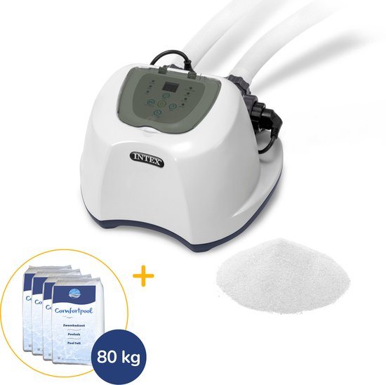 Intex zoutwatersysteem middel + zout | Zwembaden tot 26.500 liter | Voordeelpakket | Inclusief 80 kg zout
