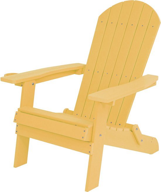 AXI Claire Adirondack Stoel Geel – Kunststof loungestoel met armleuningen – Opklapbaar - Hoge rugleuning - Tuinstoel - 84,5 x 77 x 95,5 cm - Duurzaam & weerbestendig