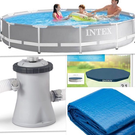 Intex Prism Frame Zwembad - 305x76 cm - + Filterpomp - + grondzeil - + Afdekzeil.