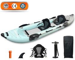 Tourus® Opblaasbare Kajak - High-end Premium Kayak - 2 persoons - Drop stitch - Bushcraft kayak opblaasbaar - 200+KG draagkracht - Compleet met accessoires - Outdoor & avontuur