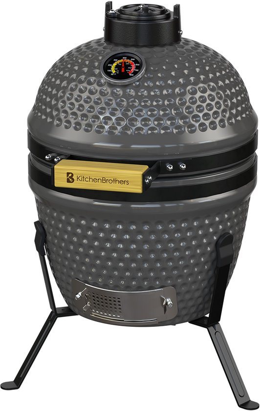 KitchenBrothers Kamado BBQ - BPA en PFAS Vrij - 13 Inch Houtskool Barbecue - 27⌀ cm - Egg BBQ - Grijs