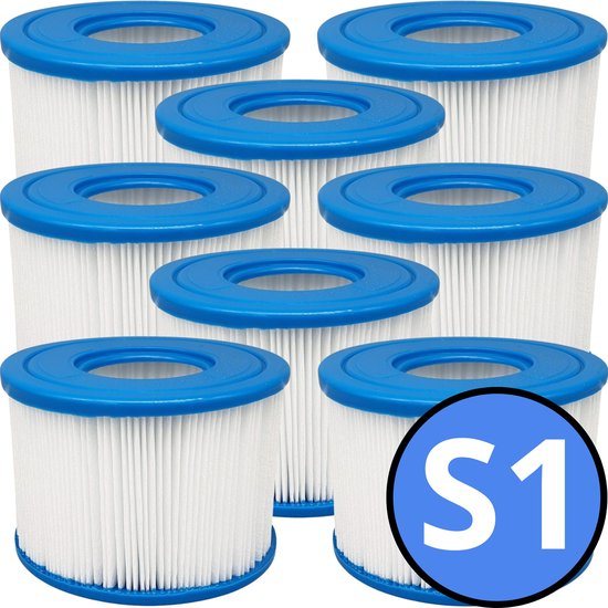 8x S1 Spa Filters voor Jacuzzi – Voordeelpack Cartridgefilters Geschikt voor Intex Opblaasbare Spa & Bubbelbad – All Smiles