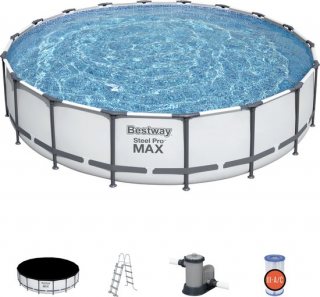 Bestway - Steel Pro MAX - Opzetzwembad inclusief filterpomp en accessoires - 549x122 cm - Rond