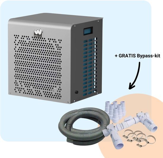 W'eau Mini Power Zwembad Warmtepomp - Zwembad Verwarming - Pool Heater - Energiezuinig - Warmtepomp - Elektrisch - 5kW - Staal - Grijs - Incl. Bypass Kit