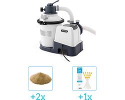 Intex 26642GS Zandfilterpomp - SX925 - 2000 liter per uur inclusief Interline Vulling Zandfilter 0.4/0.8mm - Zwembad-Toebehoren - 25 kg (2 stuks) & WAYS Testrips (1 stuks)
