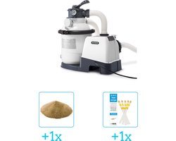 Intex 26644GS Zandfilterpomp - SX1500 - 4000 liter per uur inclusief Interline Vulling Zandfilter 0.4/0.8mm - Zwembad-Toebehoren - 25 kg (1 stuks) & WAYS Testrips (1 stuks)