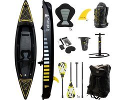 YellowV opblaasbare kajak voor 1 pers. 350 x 85 cm, Yellow V kayak complete set