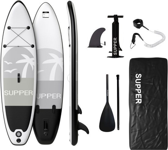 Supper Sup Board - 120 kg - opblaasbaar paddle board - 285 x 76 cm - zwart