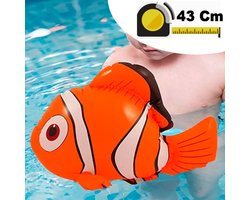 Henbrandt - Opblaasbare speelgoed Clownvis (Nemo) - lengte 43 cm - Leuk voor decoratie of in het zwembad - Opblaasdier Vis - Opblaasfiguur - Strand & Zwembad Opblaasartikel