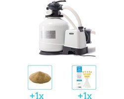 Intex 26652GS Zandfilterpomp - SX3200 - 10.000 liter per uur inclusief Interline Vulling Zandfilter 0.4/0.8mm - Zwembad-Toebehoren - 25 kg (1 stuks) & WAYS Testrips (1 stuks)