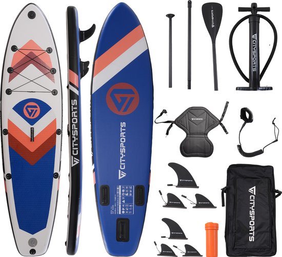 CITYSPORTS SUP Board - Paddle Board - Opblaasbaar Paddle Board - Verstelbare Peddel - Complete Set - 320 cm - Max. 160 kg