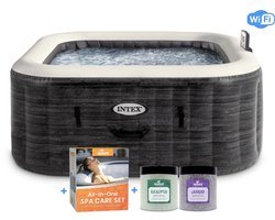 Intex PREMIUM PureSpa Greystone Deluxe + Aquatural Care Set + WiFi + 4 persoons
