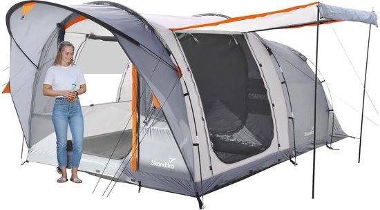 Skandika tunneltent Egersund 3 Sleeper Protect - Campingtent voor 3 personen, Sleeper-technologie, ingenaaide tentvloer, nachtzwarte slaapcabine, 2 m stahoogte, waterdicht, 5000 mm waterkolom