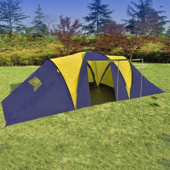 vidaXL - Tent - 9-persoons - polyester - blauw - en - geel
