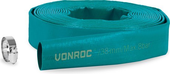 VONROC Dompelpomp afvoerslang - Persslang - Plat – Universeel - 10m x 38mm