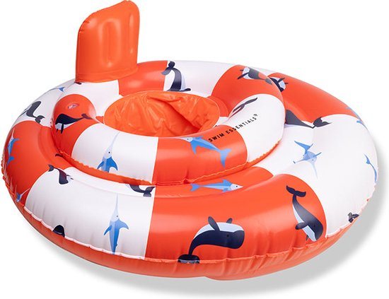 Swim Essentials Baby Zwemband Walvis - Baby Float & Zwemzitje - 0-1 jaar - Rood/Wit