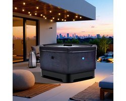 Luxe Jacuzzi Spa Octopus – 6 Persoons Bubbelbad – Semi-Rigid Opblaasbare Whirlpool – 100 Airjets – Verwarming, Filterpomp & Afdekhoes – 193x193x73 cm – 1000L – Zwart Hometotry