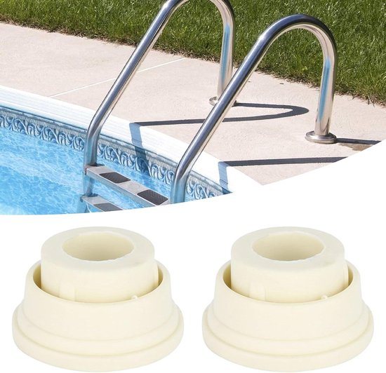 Zwembadladderbumpers - Set van 2 Witte Rubber Eindelementen voor Zwembadtrappen