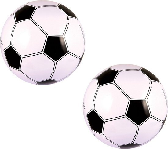 Voetbal/strandbal opblaasbaar - 2x stuks - 41 cm - buiten/strand speelgoed